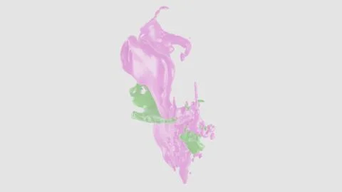 Colored splashes in abstract shape, isolated on white background. 3d rendering. Stock Illustration