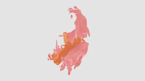 Colored splashes in abstract shape, isolated on white background. 3d rendering. Stock Illustration