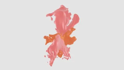 Colored splashes in abstract shape, isolated on white background. 3d rendering. Stock Illustration