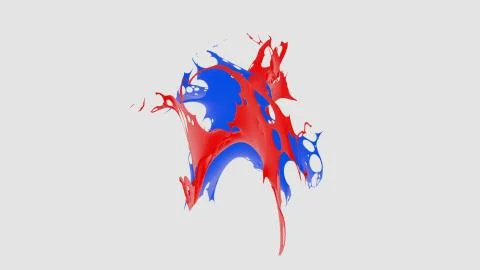 Colored splashes in abstract shape, isolated on white background. 3d rendering. Stock Illustration