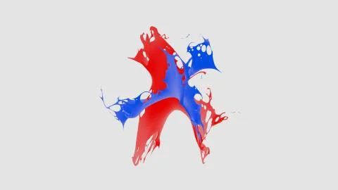 Colored splashes in abstract shape, isolated on white background. 3d rendering. Stock Illustration