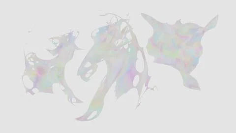 Colored splashes in abstract shape, isolated on white background. 3d rendering. Stock Illustration