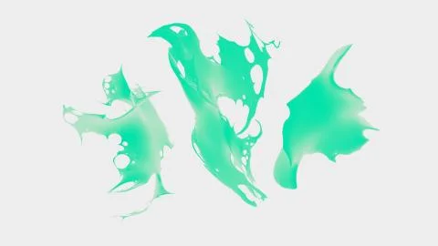 Colored splashes in abstract shape, isolated on white background. 3d rendering. Stock Illustration