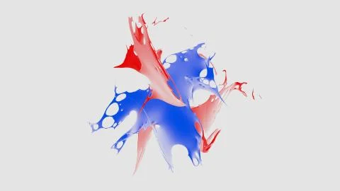 Colored splashes in abstract shape, isolated on white background. 3d rendering. Stock Illustration