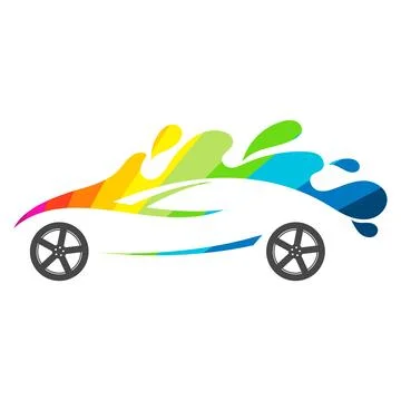 Colored splashes and drops of paint, car painting design Stock Illustration