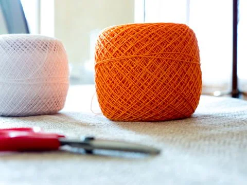 Colored spools of threads. Stock Photos