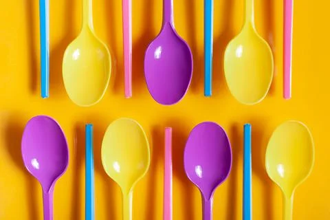 Colored spoons Stock Photos