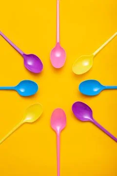Colored spoons Stock Photos