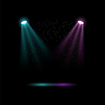 Colored spotlights, lights for stage lighting, podium lighting Stock Illustration