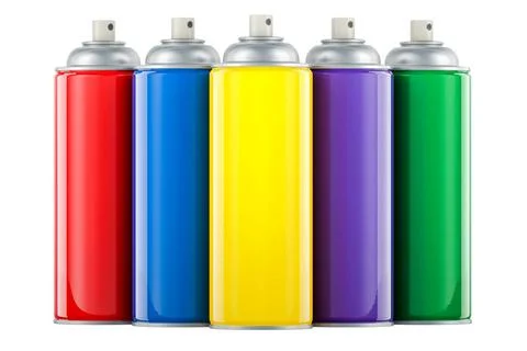 Colored Spray Paint Cans, 3D rendering Colored Spray Paint Cans, 3D render... Stock Photos