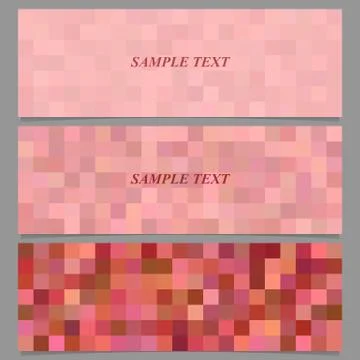 Colored square mosaic pattern banner set Stock Illustration