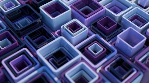 Colored square pipes of different heights are stacked inside each other 스톡 일러스트