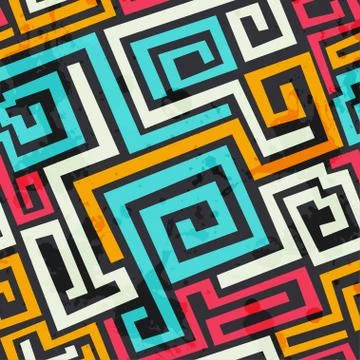 Colored square spiral pattern with grunge effect Stock Illustration