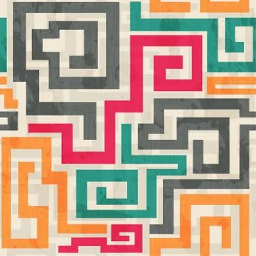 Colored square spiral pattern with grunge effect Stock Illustration