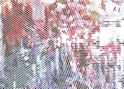 Colored squares. Abstract geometric radial background Stock Illustration