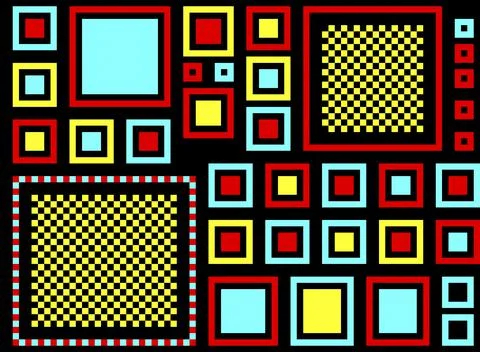 Colored squares on a black background,pixel art, Stock Illustration