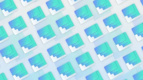 Colored squares with folders move diagonally. Motion. Layers inside squares Stock Footage 159148989