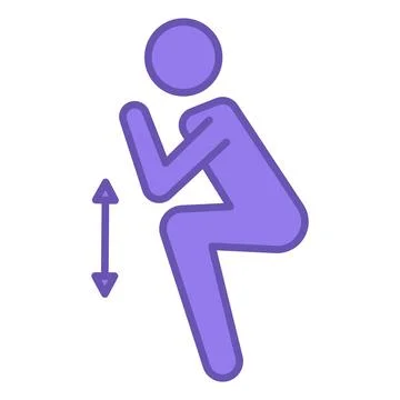 Colored Squat Icon. Vector Drawing. Man Doing Squats, Workout, Fitness. Gym.. Stock Illustration