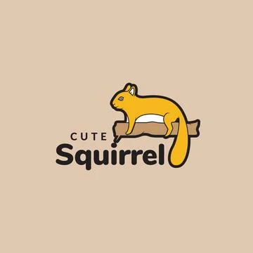 Colored squirrel with branch logo design vector graphic symbol icon illustr.. Illustration