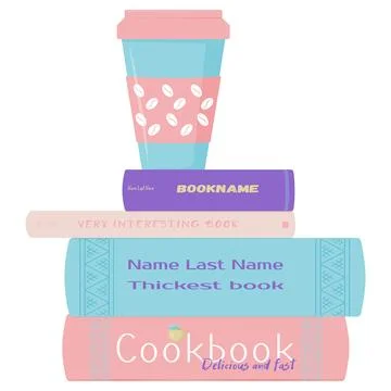 Colored stack of books and a coffee cup Stock Illustration