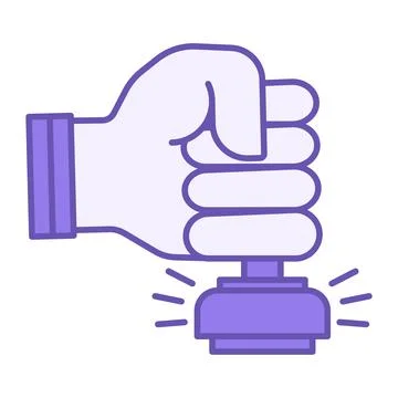 Colored Stamp Icon. Vector Illustration. Human Hand with a Seal. Stamp in a.. Stock Illustration
