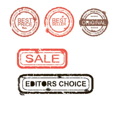 Colored stamps of various forms Stock Illustration