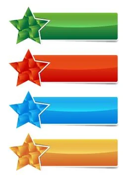 Colored star banner with cubes form Stock Illustration