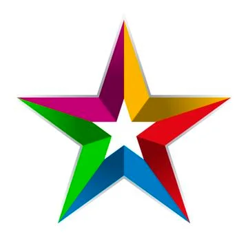 Colored star icon in rectangular and 3D style. Stock Illustration