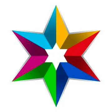 Colored star icon in rectangular and 3D style. Stock Illustration