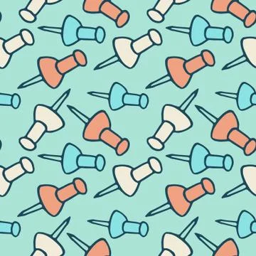 Colored stationery pushpins seamless pattern Stock Illustration