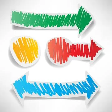 Colored stickers in the shape of arrows Stock Illustration
