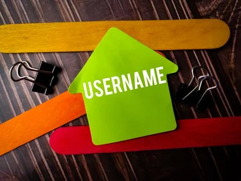 Colored sticky note written with text USERNAME Stock Photos
