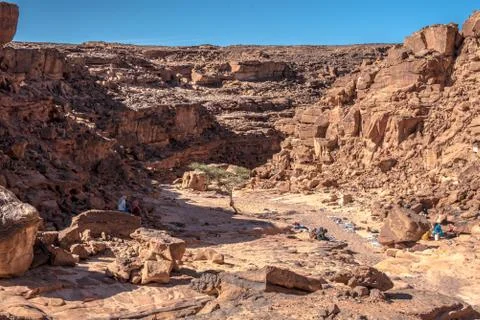 Colored stone canyons in the desert Stock Photos