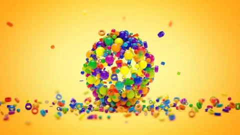 Colored stones arranged in sphere shape, 3D rendering Stock-Illustration