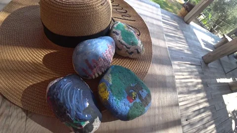 Colored Stones Standing on the Table Stock Footage 143616131