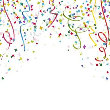 Colored streamers and confetti background Stock Illustration