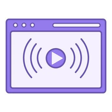 Colored Streaming Icon. Live Broadcast Vector Icon. Video Play button. Soci.. Illustrazione stock