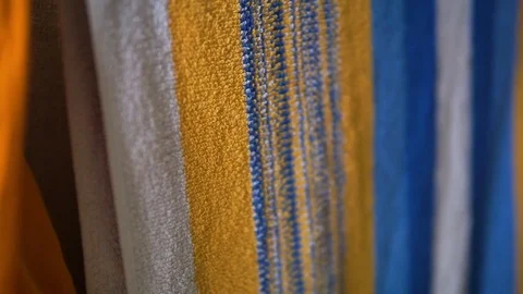Colored, striped, Terry towel Stock Footage 103862182