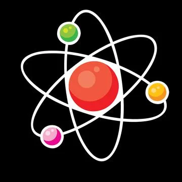 Colored structure of the molecule on a black background, isolated object, vec Stock Illustration