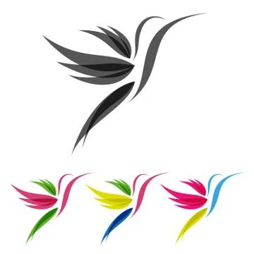Colored stylized colibri Illustrazione stock