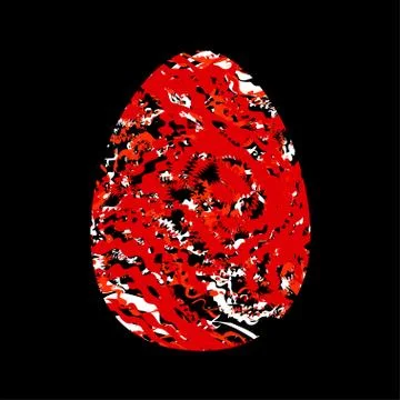 Colored stylized egg with red chaotic distorted stripes. Abstract bright desi Stock-Illustration