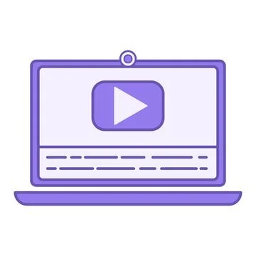 Colored Subtitle Icon. Vector Icon. Laptop, Play Button Video, and Text. Co.. 스톡 일러스트
