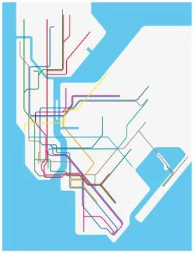 Colored subway vector map of New York City Stock Illustration