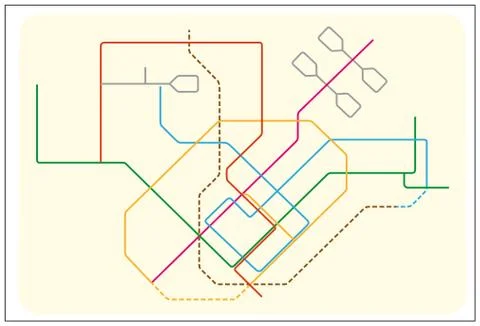 Colored subway vector map of Singapore Stock Illustration