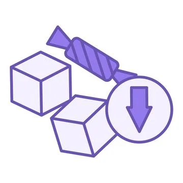 Colored Sugar Reduction Icon. Vector Illustration. Sugar Cubes and Candy. H.. Stock Illustration