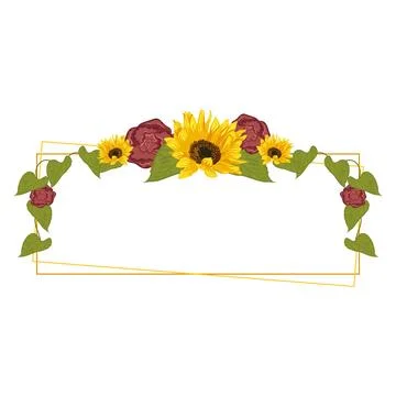 Colored sunflower frame Flower border Vector 스톡 일러스트