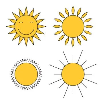 Colored suns icons vector set Stock Illustration