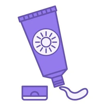 Colored Sunscreen Icon. Vector Icon of Open Tube with Sunscreen. Protecting.. Stock Illustration