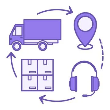 Colored Supply Chain Icon. Vector Illustration. Headphones with Microphone,.. Stock Illustration