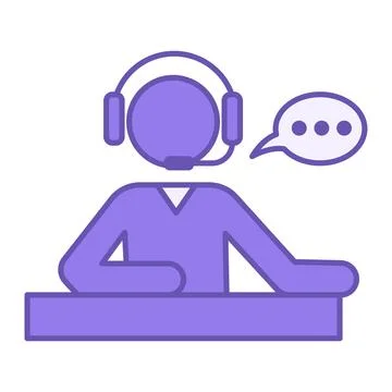Colored Support Icon. Vector Illustration. A Customer Support Representativ.. Stock Illustration